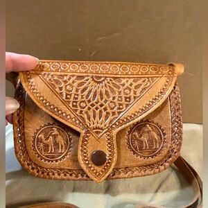 Vintage Handmade Moroccan Handmade Leather Crossbody Bag